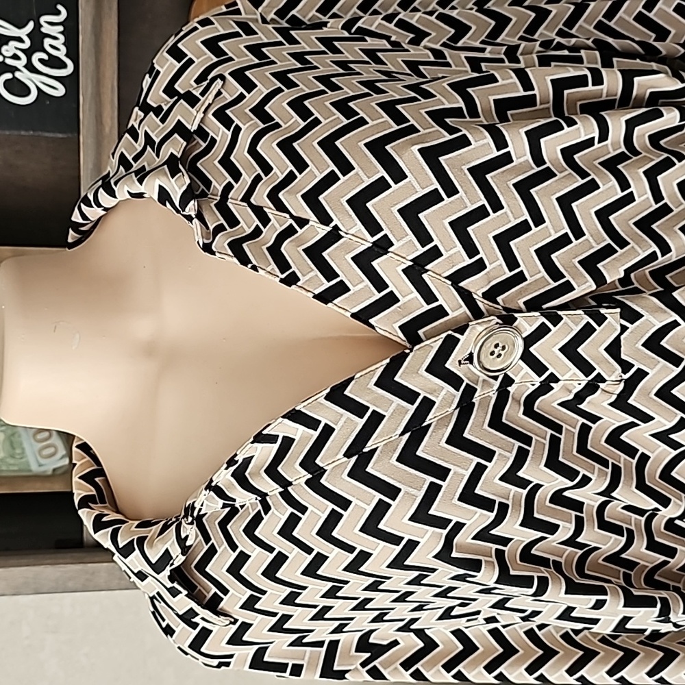 Mlle Gabrielle Black & White Chevron Print Midi Dress – Size 3X - Picture 5 of 9